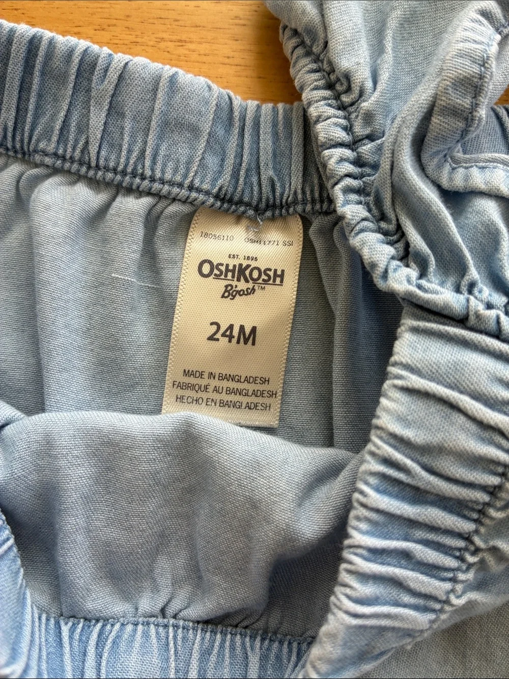 OshKosh B'Gosh Chambray Blue Ruffle Strap Drop Waist Toddler Dress Size 24 Month